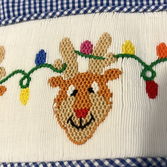 Reindeer Smocked Two Piece Set Size 18 Month - Picture 7 of 9